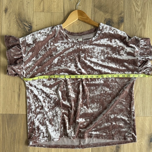 Altar'd State Dusty Rose Velvet Ruffle Sleeve Top - Picture 5 of 5